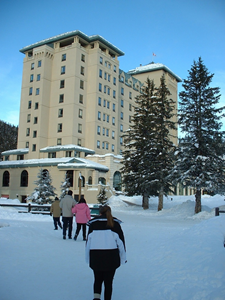 Walking up to Chatau Lake Louise.JPG